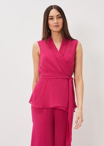 Phase Eight Florentine Sleeveless Wrap Shirts Pink Australia | PC0164725